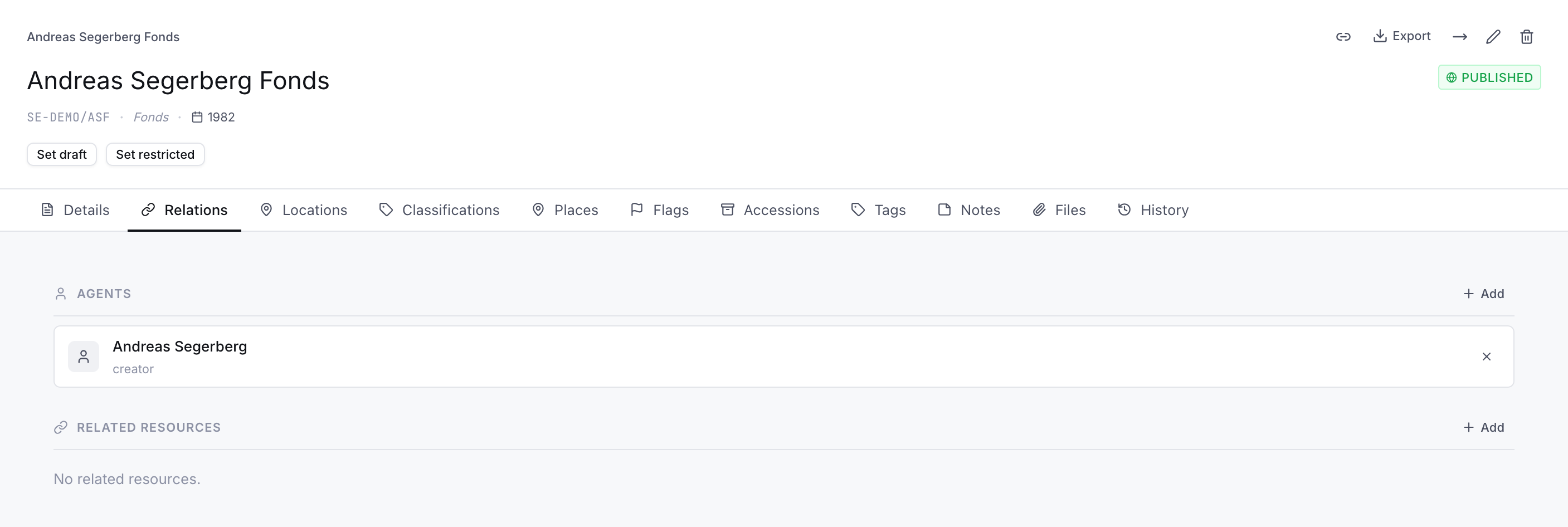 Relations tab