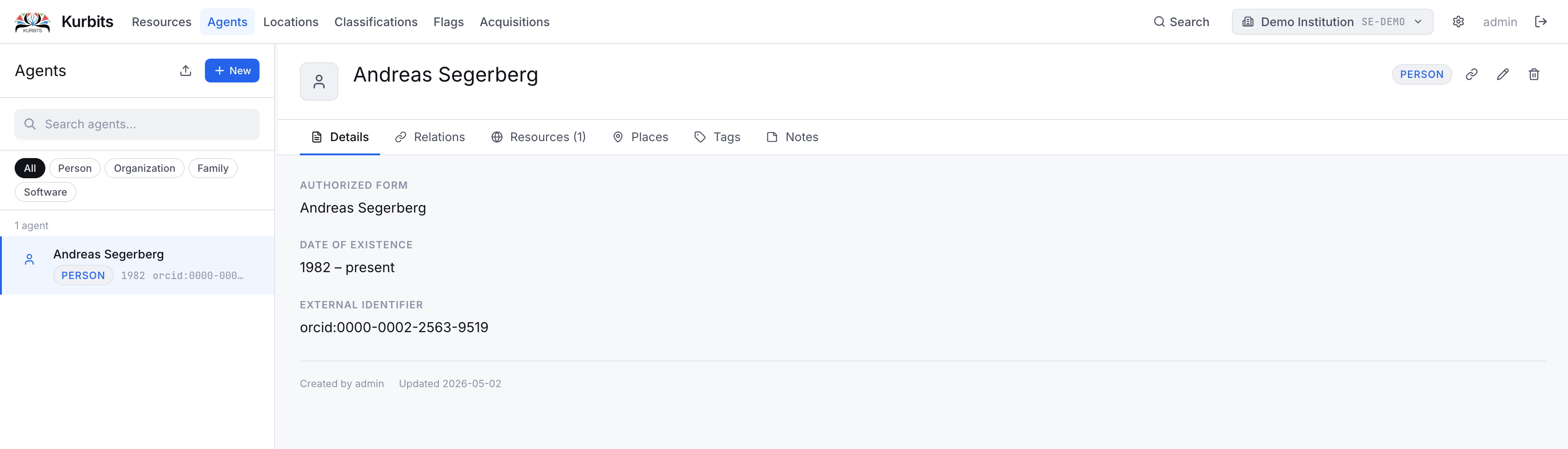 Agents page